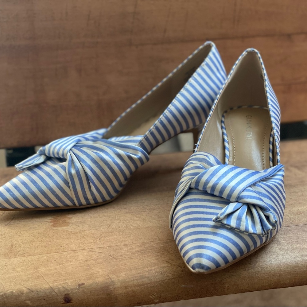 Striped Blue and White Heels